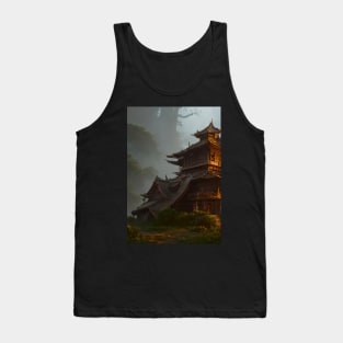 Surreal Magical Asian Tower in Beautiful Landscape and Trees by the Mountains Tank Top